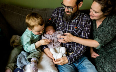 Family life with a newborn and all the cosyness of home